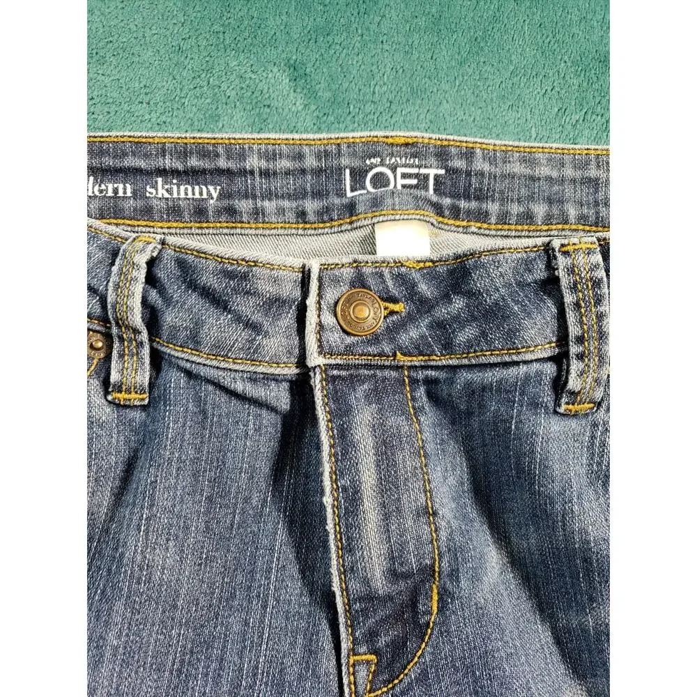Loft Jeans Size 12 Petite Women Blue Pants Denim Stretch Mid Rise Modern Skinny